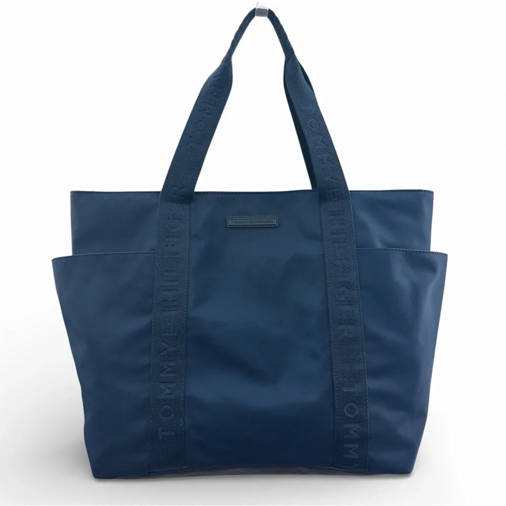Tommy Hilfiger Navy Blue Nylon Tote Teacher Work Laptop Travel Preppy Bag School